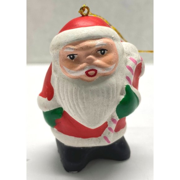 Santa Claus with Candy Cane Christmas Tree Ornament 2.25" Tall - Picture 5 of 5